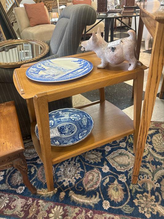 MCM Wood Side Table w/ Lower Shelf 26x18x24