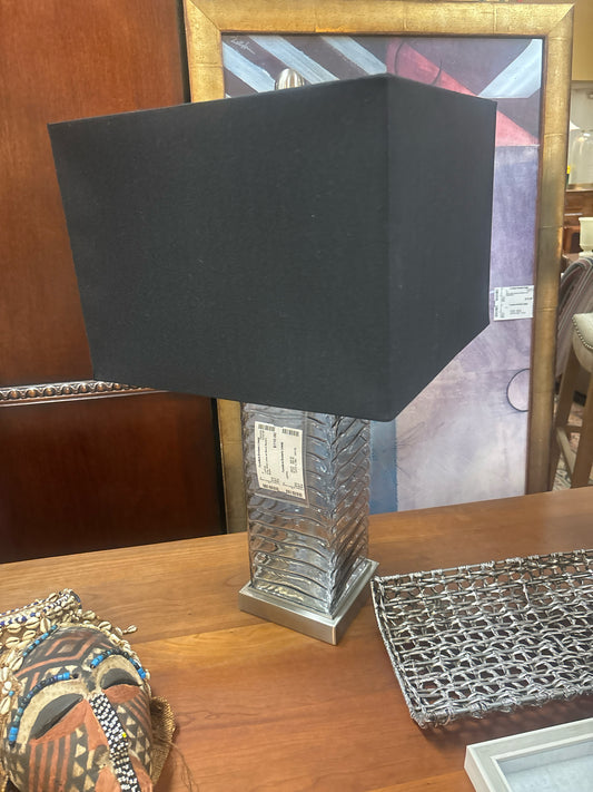 Gray Glass Lamp w/ Black Square Shade