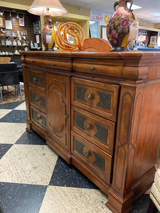 ASHLEY Dresser Wood & Slate Top w/ Mirror (12 Drawers)