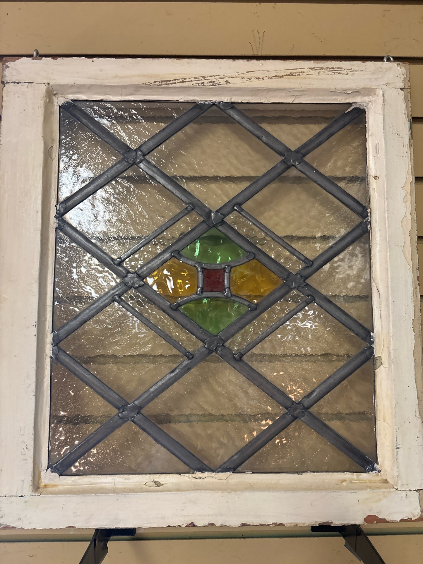 Stain Glass Window- Clear/Red/Gold/Green (19x21)