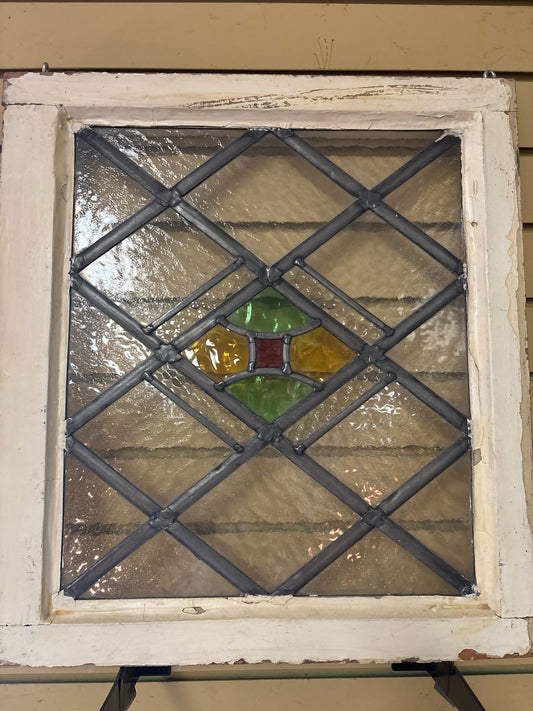 Stain Glass Window- Clear/Red/Gold/Green (19x21)