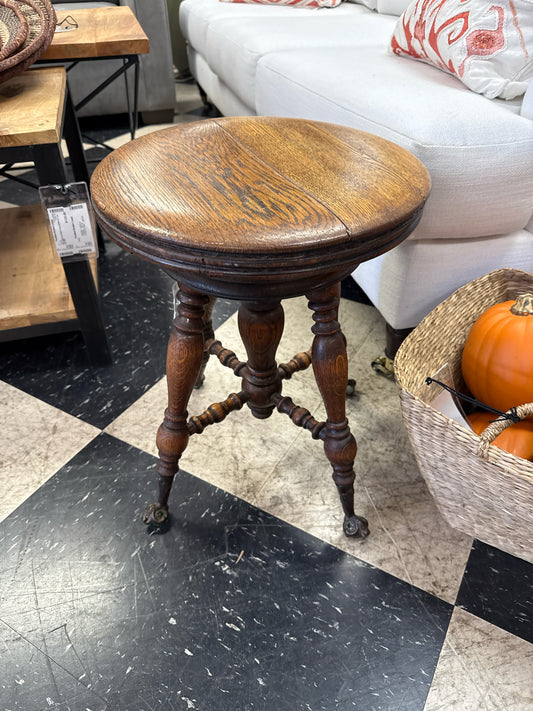 Oak piano Stool with Glass Ball Feet