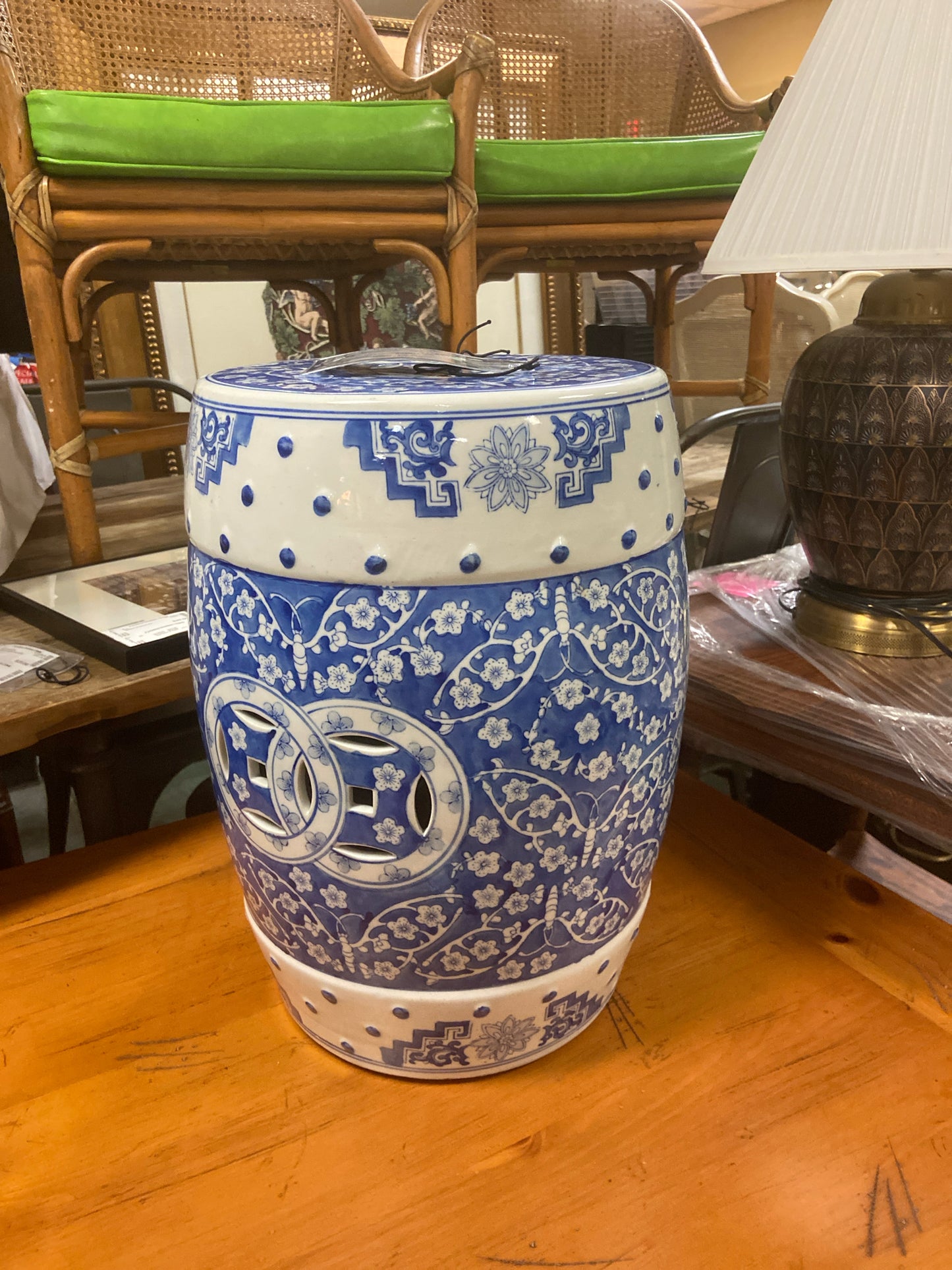 Asian Blue/ White Garden Stool