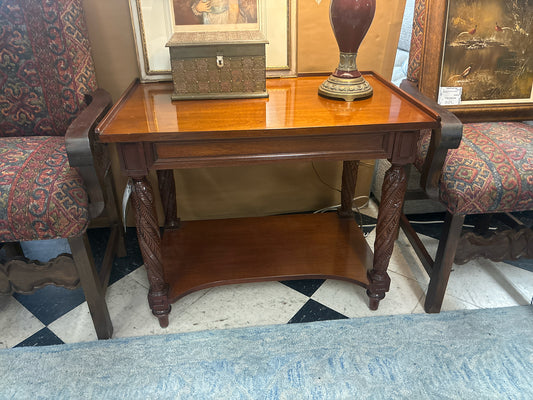 Mahogany Wood Side Table w/ Ornate Legs