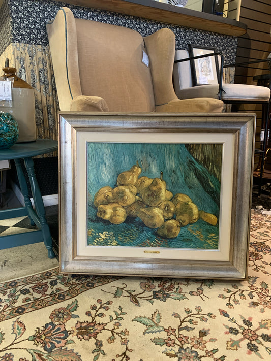 Vincent Van Gogh Signed Reproduction - Still Life" Pears" in Silver Frame