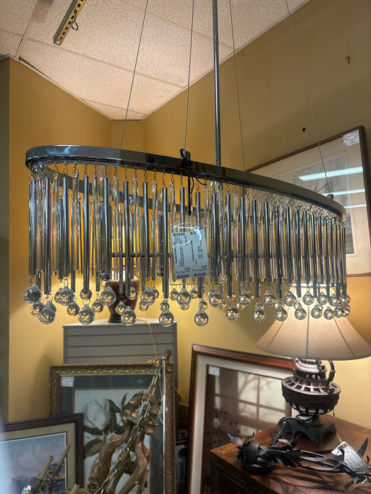 Kichler Piper Chrome and Crystal Oval Chandelier 6 lights (13Wx12Hx36L)