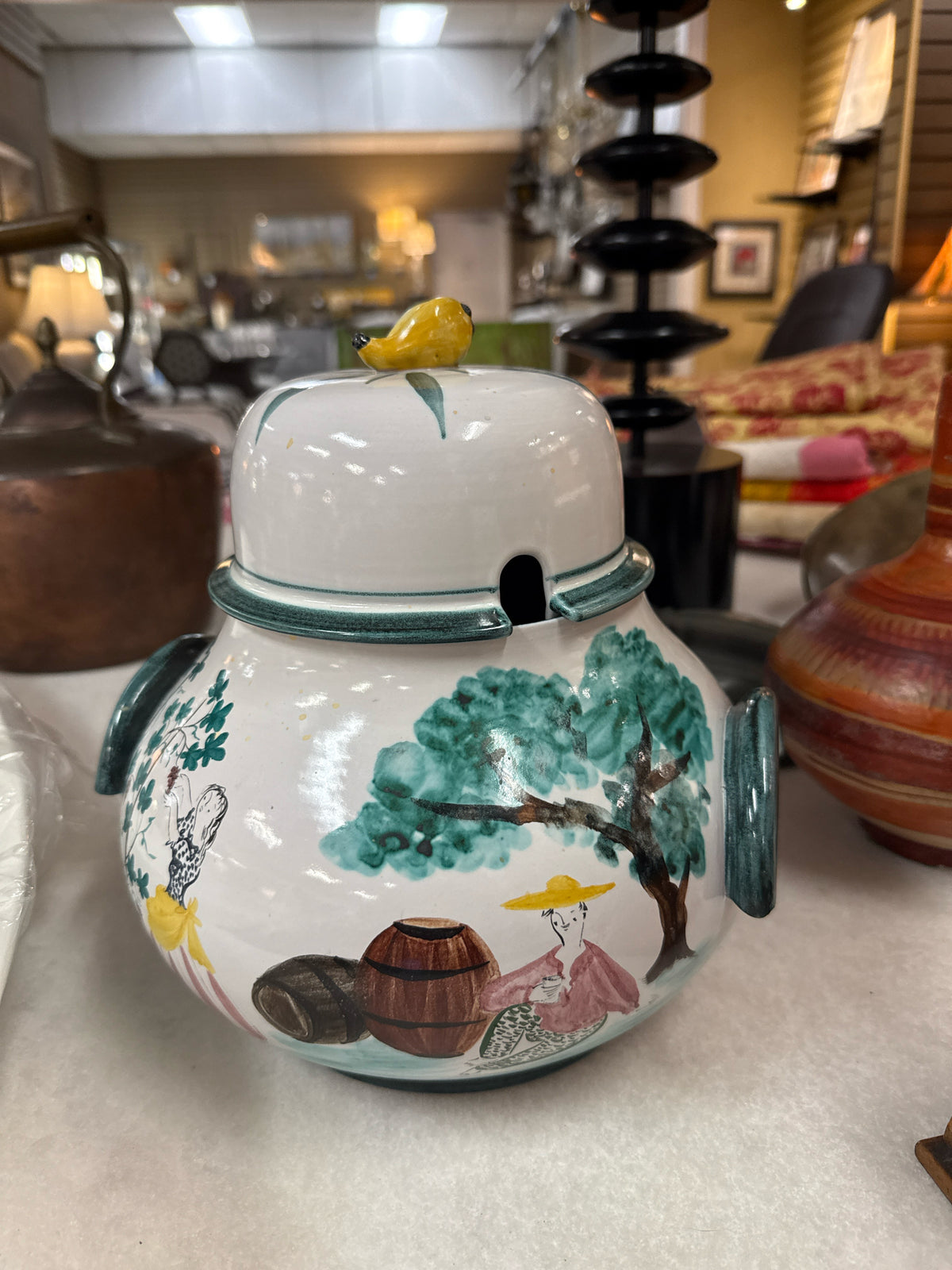 Vintage Maja Gruebler Hand-Made/Painted Italian Majolica Ceramic Soup Tureen