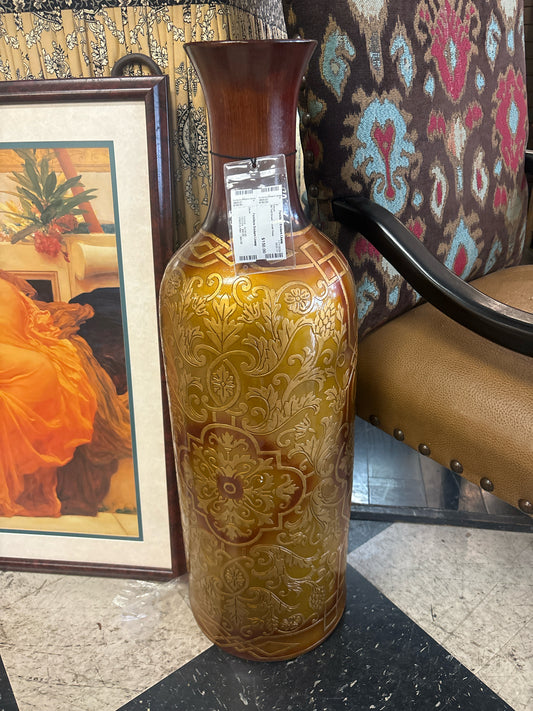 3ft Tall Ornated Gold Vase