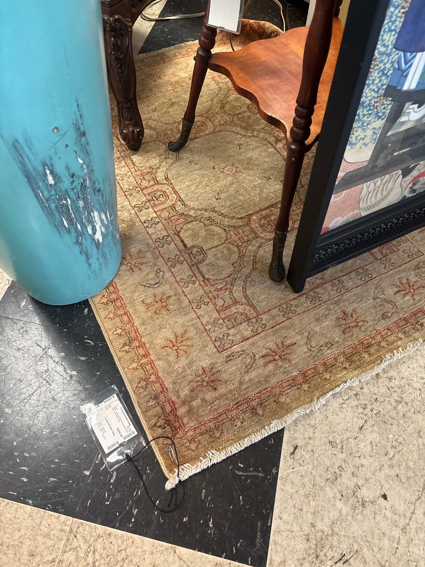 Hand Knotted 100% Wool Oushak Rug (34"x 46") Red/Cream