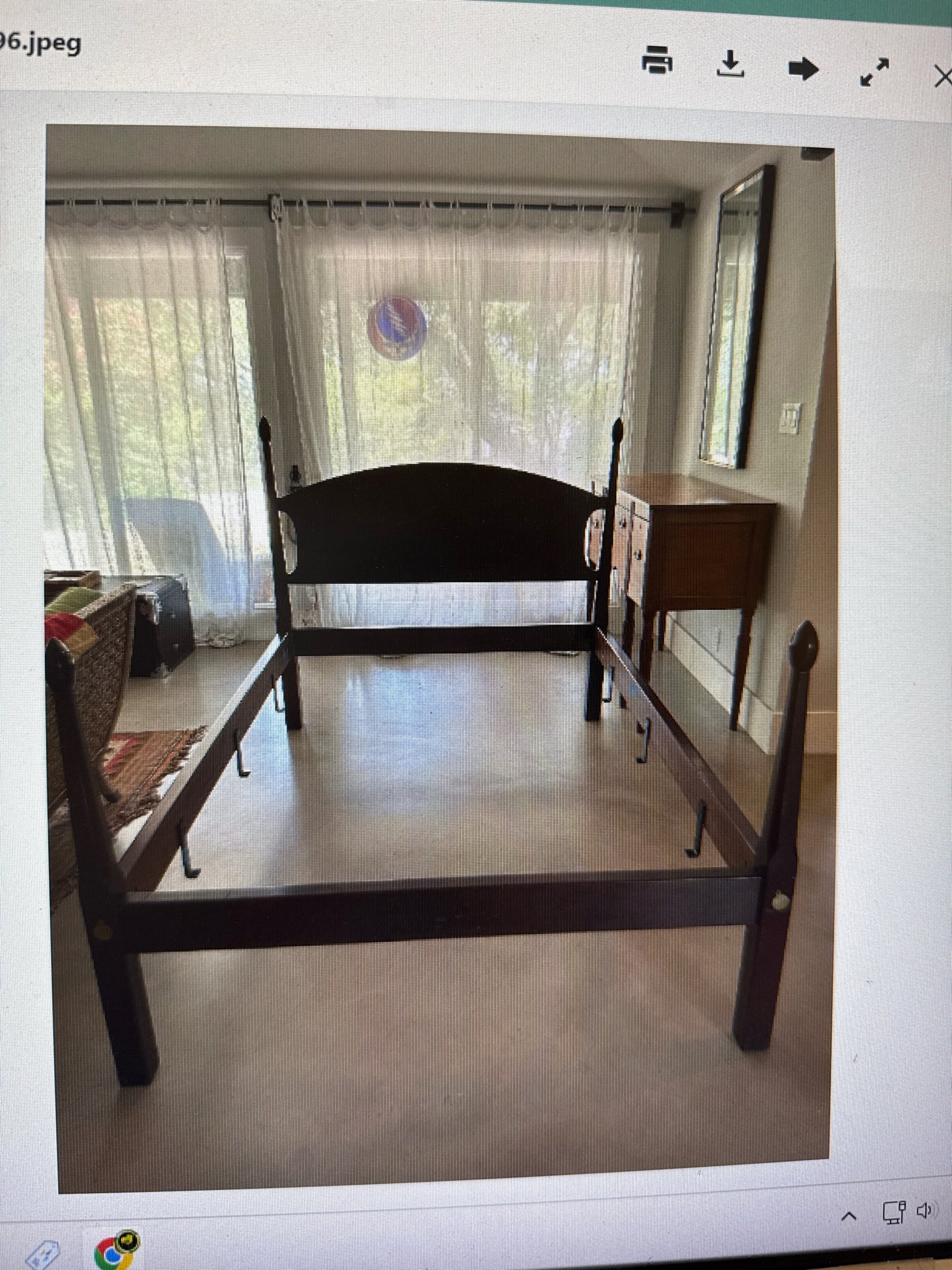 Stickley-Full Bed/HB-2/FB/SR's/4-Wood Posts/HW@Desk /3 Blk Metal Center Supports