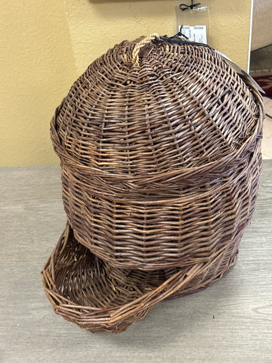 Wicker Twig potatoe storage Basket Domed Lid