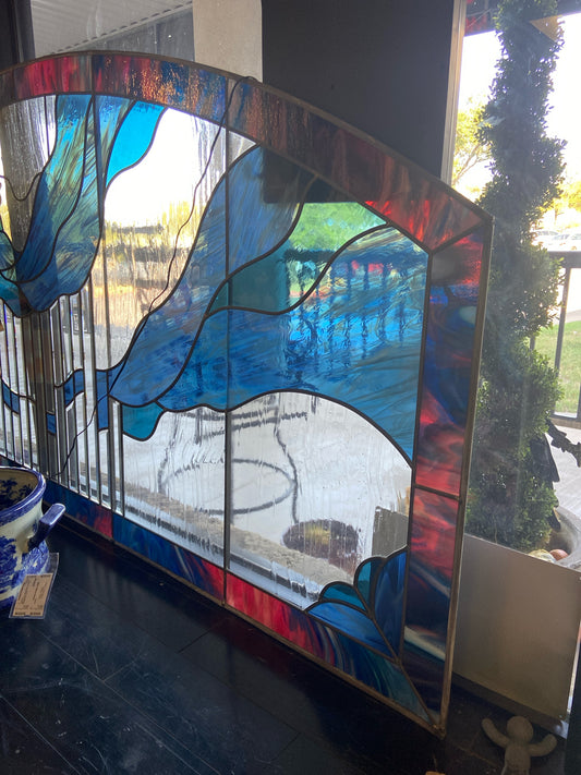 Crescent Ocean Stained Glass (small crack on one glass)