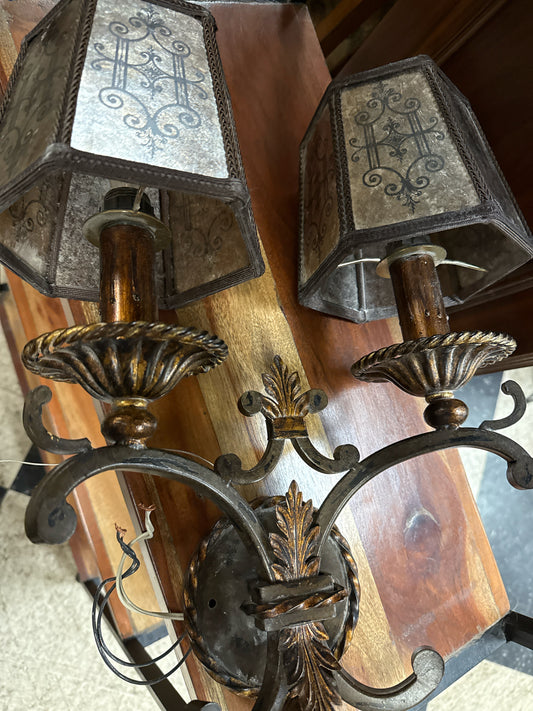 PAIR of French Regency Torchiere 2 Light Wall Sconces