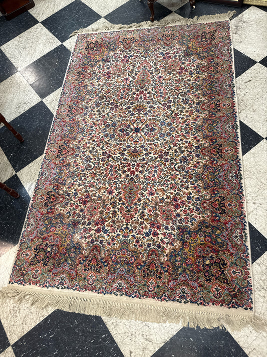 Karastan Rug Floral Reds/ Pale Blue /Green Background (6x9)