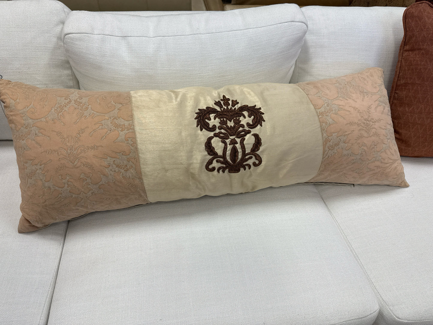 Crested Bolster - Raised Metallic Embroidery (16x44)