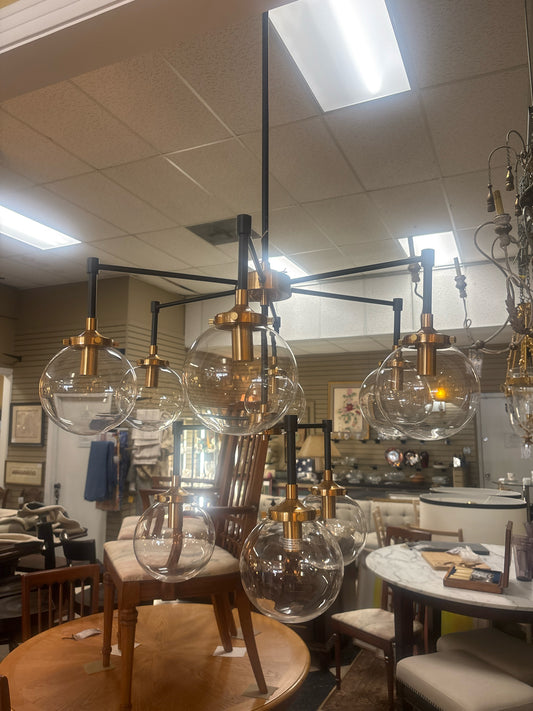 Black & Gold Sputnik Style Chandelier w/ 9 Globes