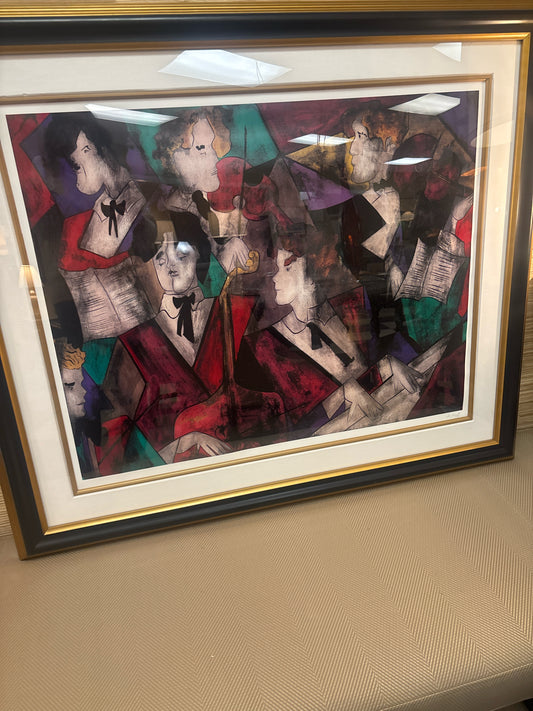 Signed Seriograph "Grand Orchestre" in Black & Gold Frame (43x36 1/2
