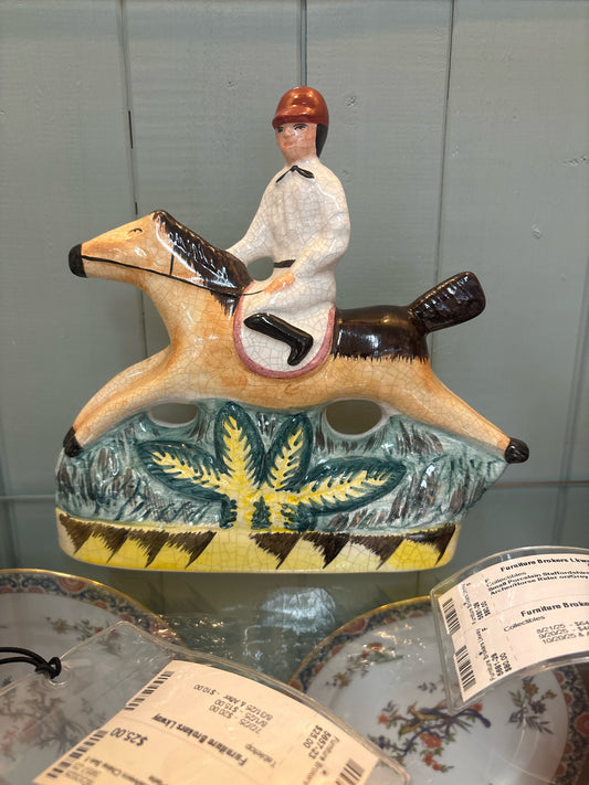 Staffordshire Equestrian Horse Rider on Tan Horse/Porcelain