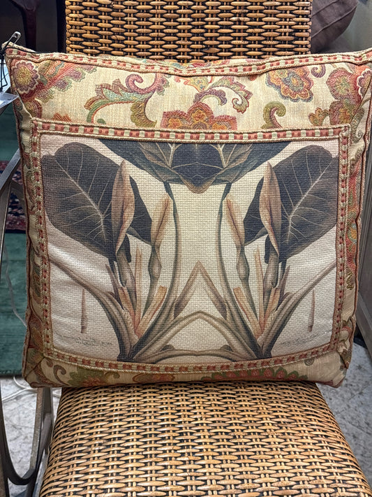 Custom Multi-color Pillow w/ Palm Tapestry Design 24"