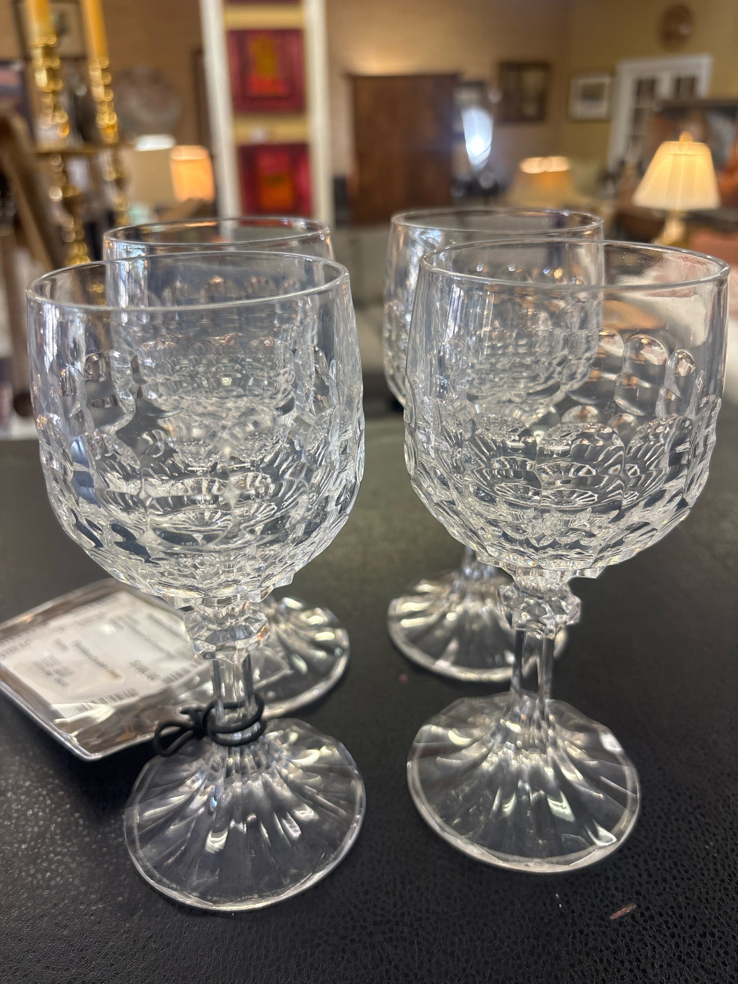 SET of 4 Belgian Cut Crystal Wine Glasses