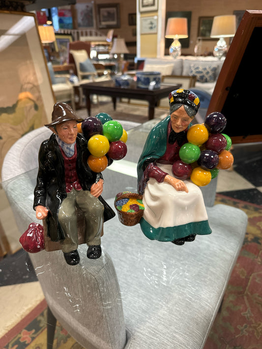 Pair Dalton Figurines-Man & Woman w/Balloons