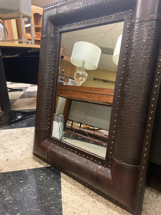 Leather Framed Mirror 27"X35"