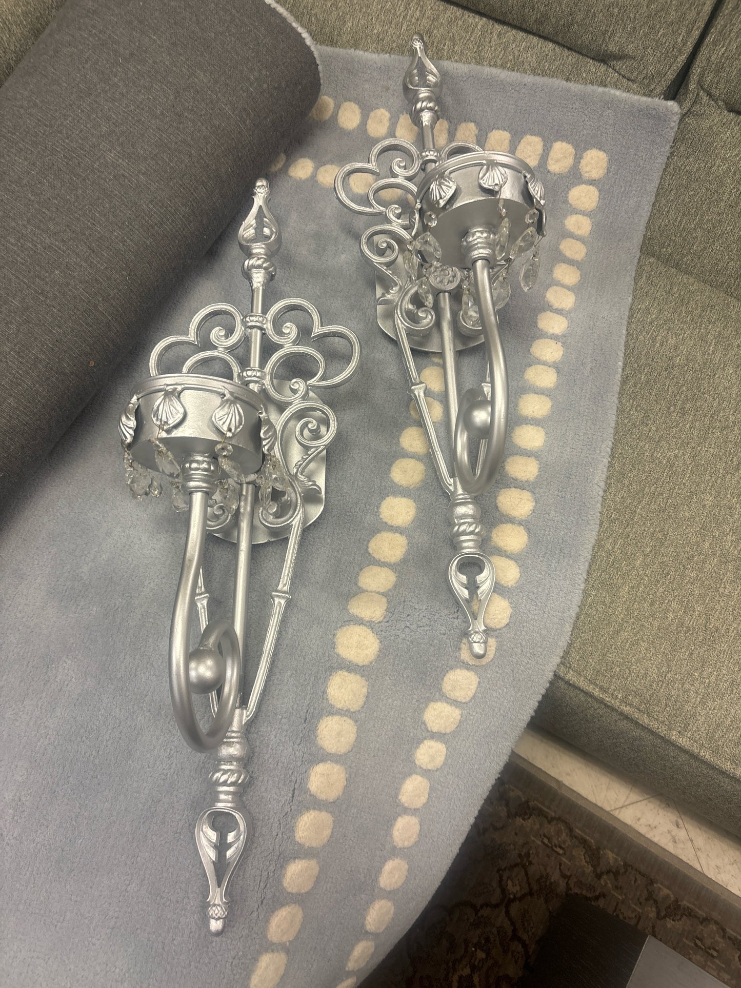 PAIR of Silver Iron Wall Sconces