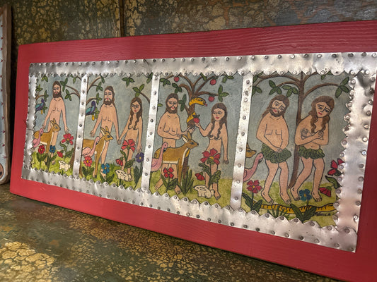 Adam & Eve, Handpainted Wood Artwork 24W x 11H - Santa Fe, NM