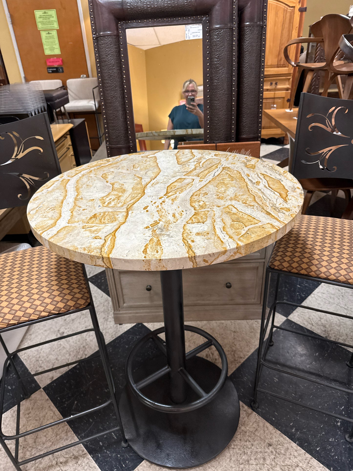 Travertine Top Bistro Table