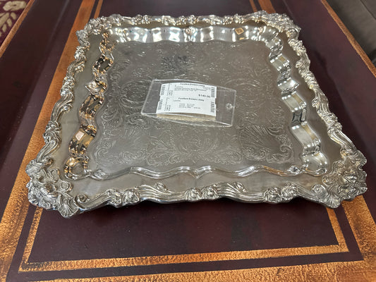 Vintage Victorian Style Silverplated Square Serving Tray- 15 "