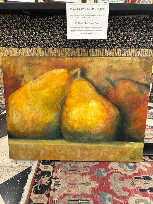 Original Oil on Canvas "Forever" Pears Signed Sylvia Angeli (3'x4')