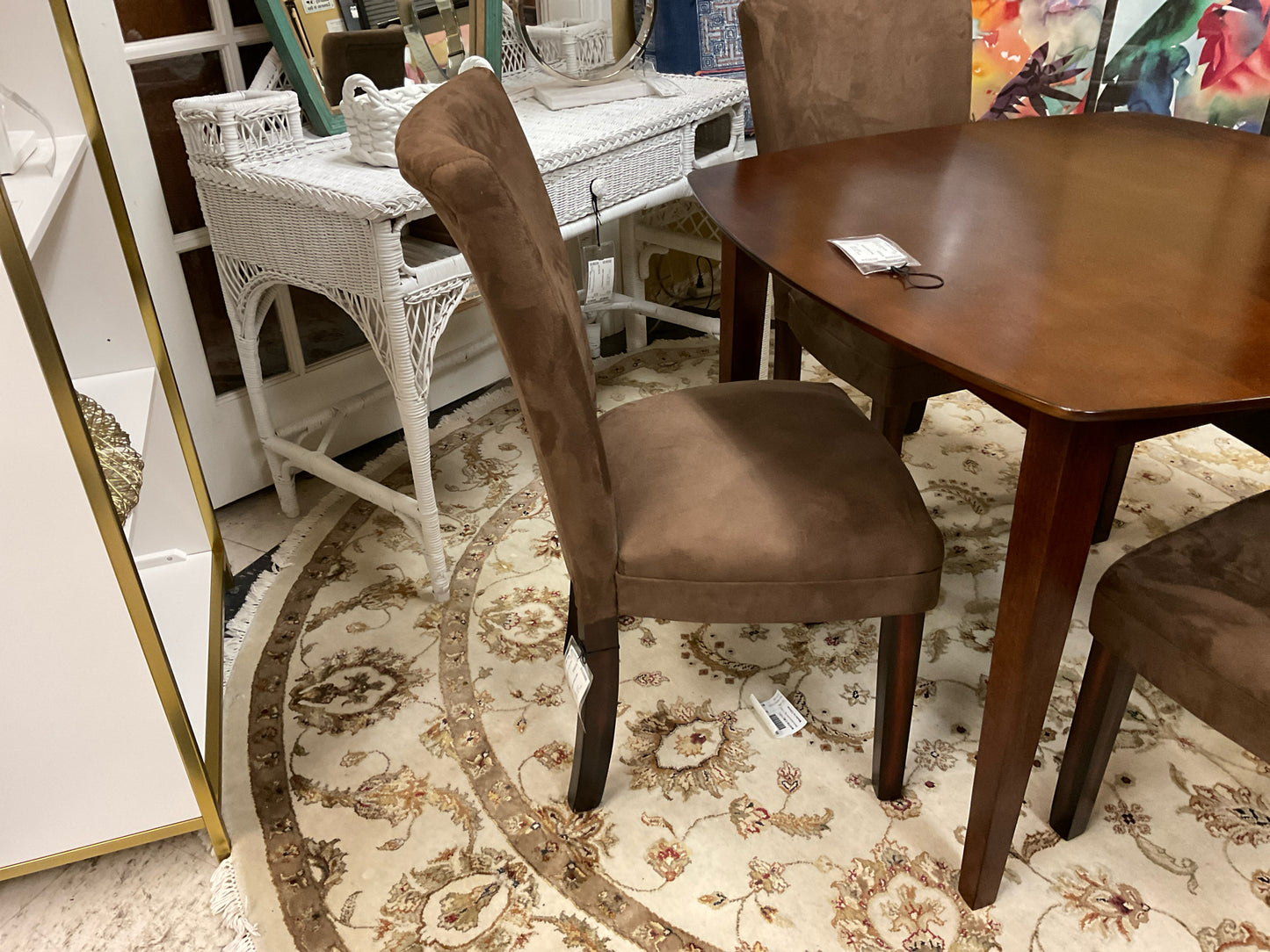 PAIR of Armless Brown Microfiber Suede Chair