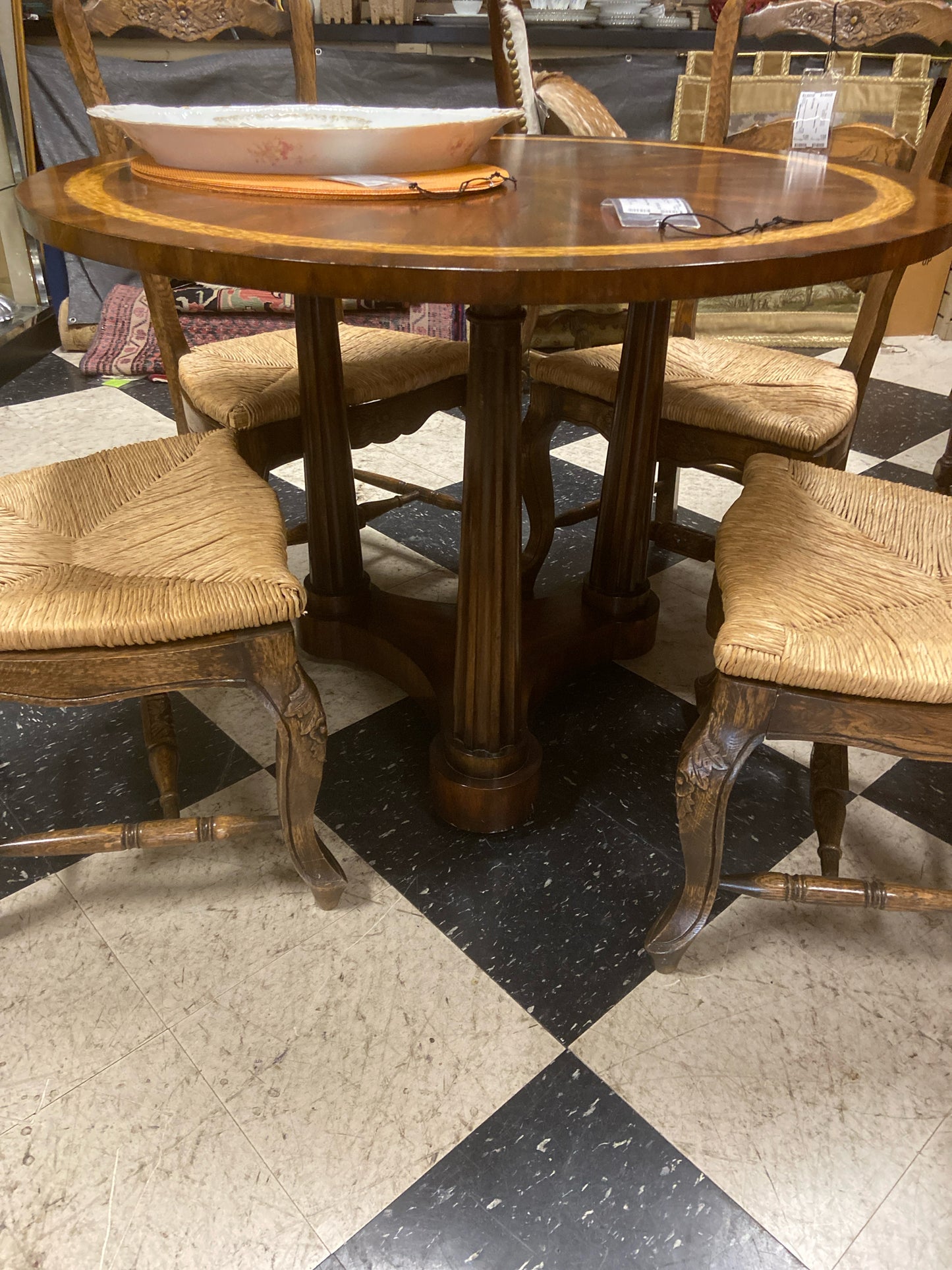 Round 42" Wood Pedestal Breakfast/Entry Table