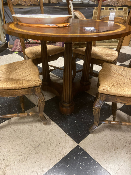 Round 42" Wood Pedestal Breakfast/Entry Table