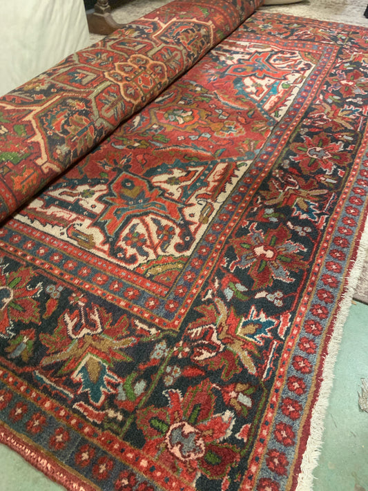 Persian 100% Wool Handknotted Rug (6x9)- Red/Blk/Blue/Grn/Taupe
