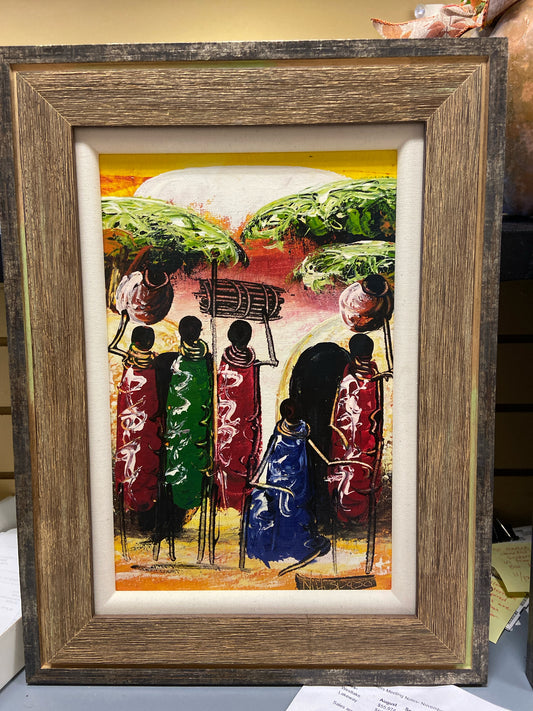 Hand Painted African Maasai Oil Patining  (14"X19")