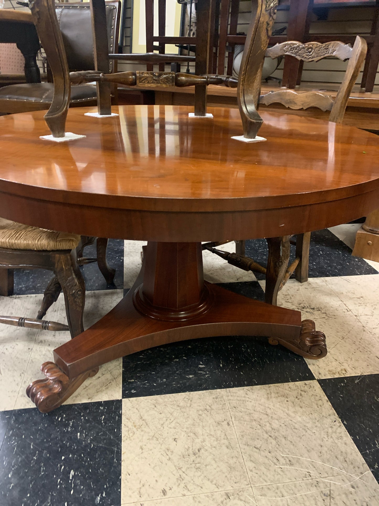 Ralph Lauren Round Dining English Empire Mahogany Table 47"