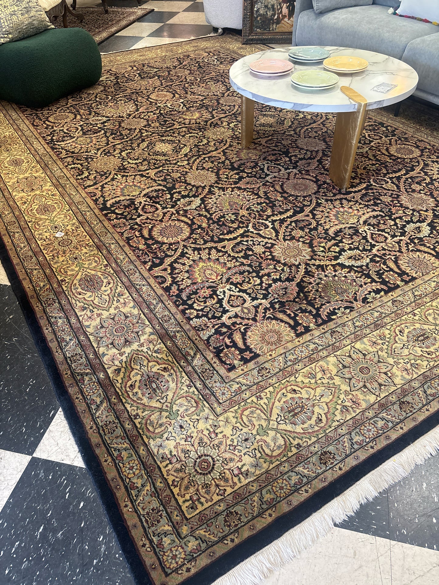 Multicolor Hand Knotted Persian Rug w/ Beige Fringe (13x9)