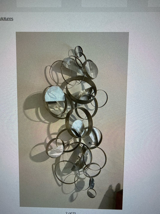 Curtis Jere "Floating Rings" Steel Sculpture ($2500 orig.) (50.5"Hx 24"Wx 8"D)