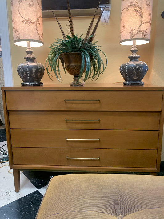 MC 4-Drawer Walnut & Brass Dresser