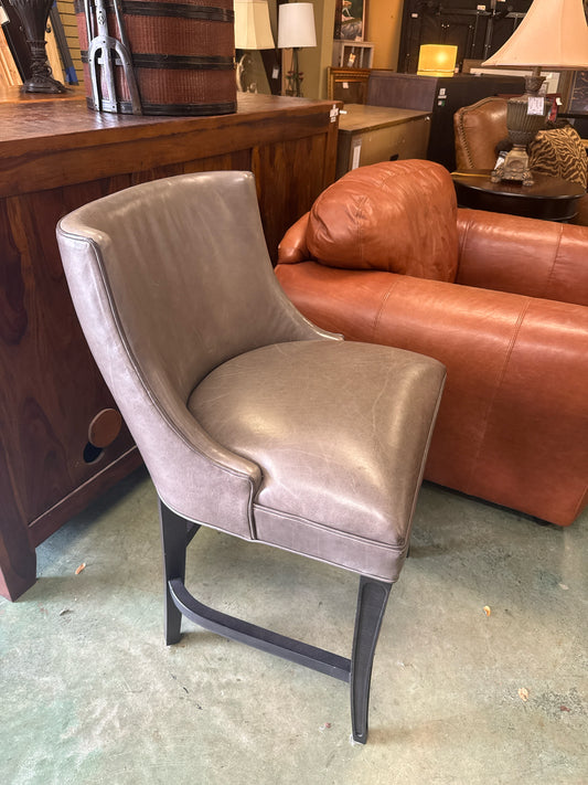Grey Leather Counter Bar Stool Gondola Style