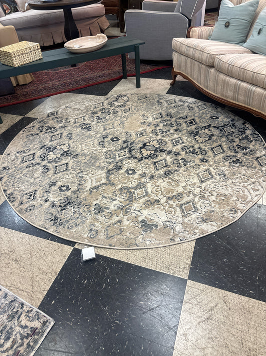 6'7" Round Westerly Rug Ivory/Slate Blue