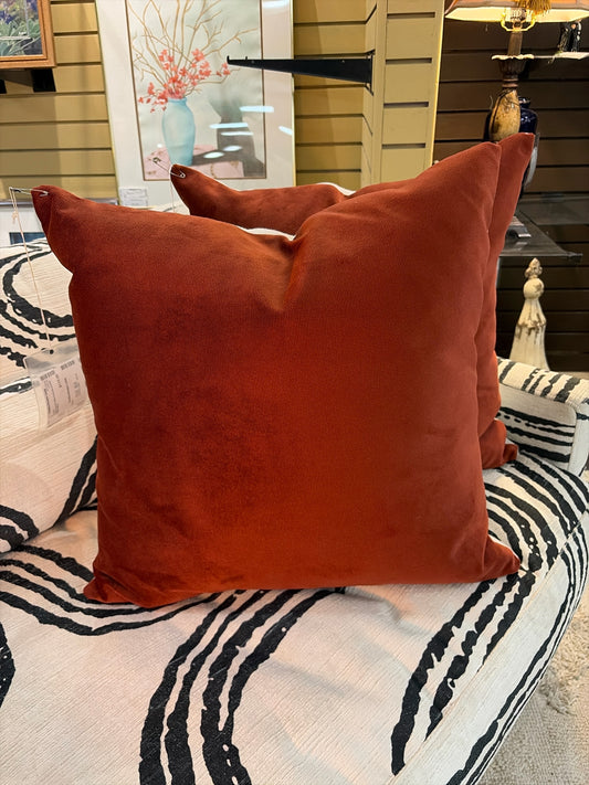 Custom Down Filled Velvet Brown/Off White Pillow