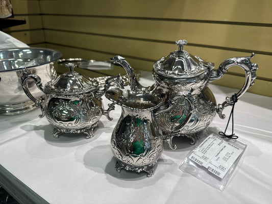 Vintage Ornate Silver Plated Victorian Design Tea Set- Argentina