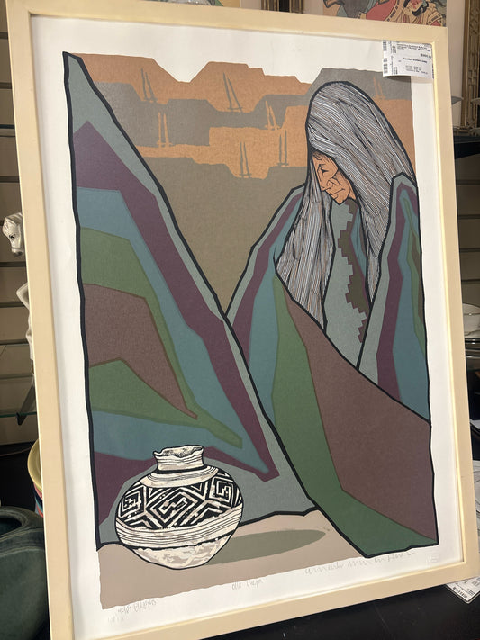 Amado Pena Southwest Multicolor Lithograph "Olla Vieja" w/Cream Frame (23x31)