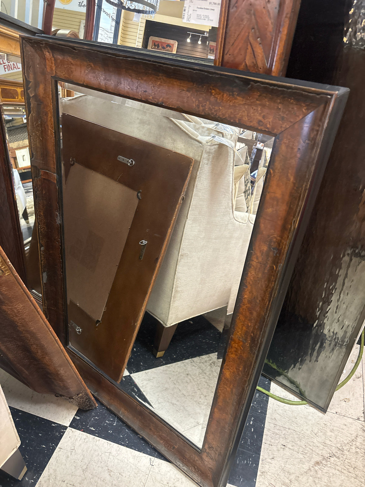 Beveled Mirror in Brown/Bronze Frame (30x42)