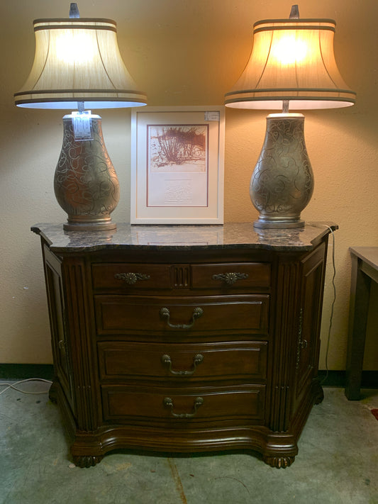 Buffet w/ Black Marble Top (4 Drawers/2 Doors) 54x18x36