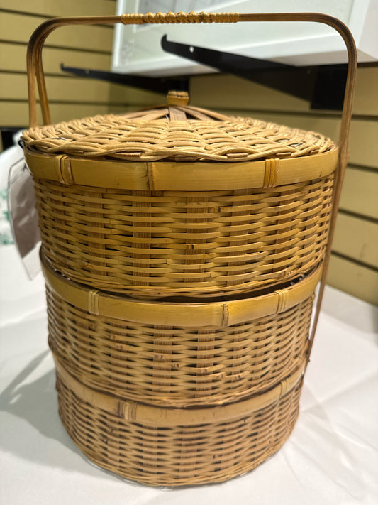 Vintage Three -Tier Bamboo Chinese Wedding Baskets ( 11x 10)