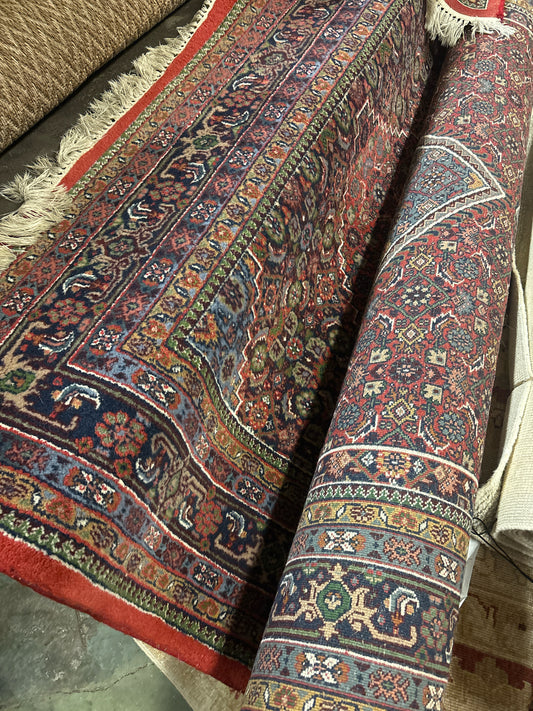 6x9 Persian Bijar Design Hand Knotted Rug -Made in India (Red/Bl/Grn/Taupe/Purp