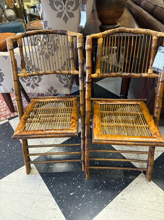 Pair of Folding Bamboo Chairs